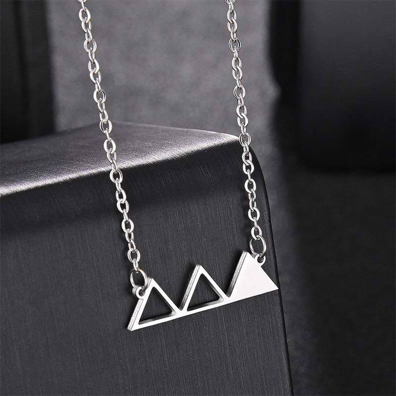 Simple Hollow Triangle Niche Design Stainless Steel Necklace Jewelry display picture 4