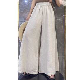 2025新款亚麻休闲裤高品质百搭神裤女大版阔腿裙裤夏季宽松裤子