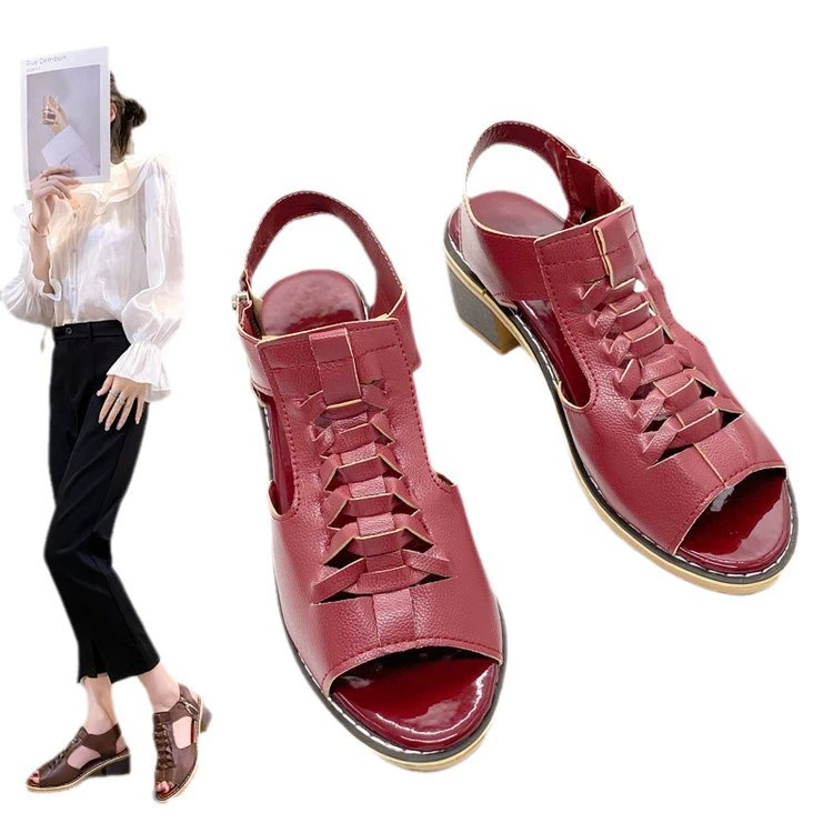 Summer woven sandals with zipper, plus size