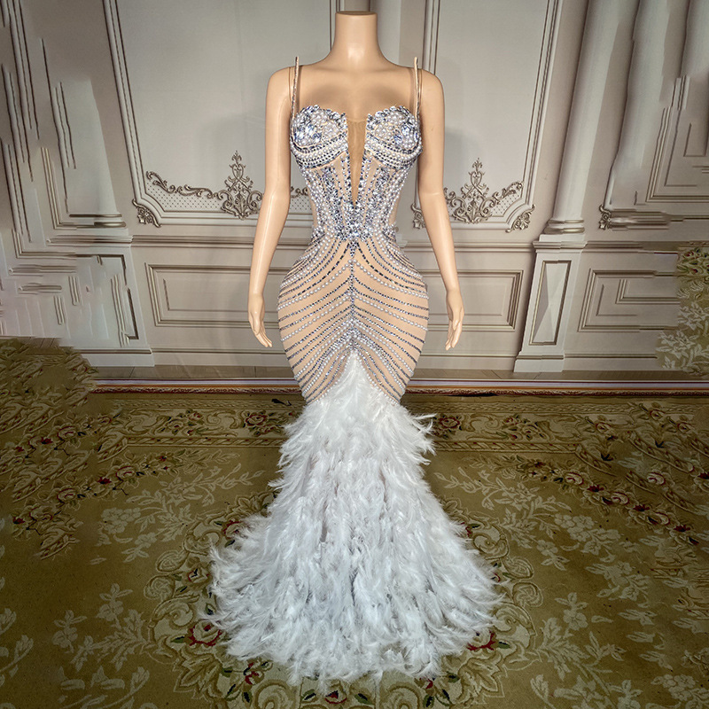 NOCANCE diamante vestido sexy lujo bar banquete cumpleaños anfitrión brillante elegante vestido de noche rendimiento
