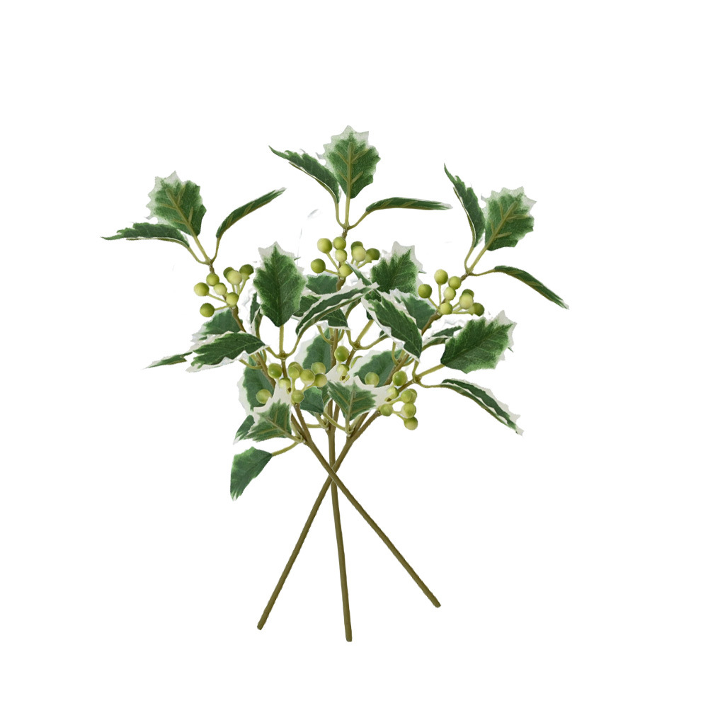 Hoja de Navidad bayas imitación verde fruta roja decoración del hogar árbol de Navidad decoración de mesa diy ramo de fiesta