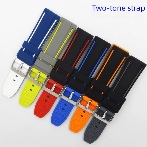 Compatible with Huawei and Samsung Two-Color Silicone Watch Straps, Apple Sports Sweat-Proof and Waterproof Watch Bands, and Bracelet Accessories