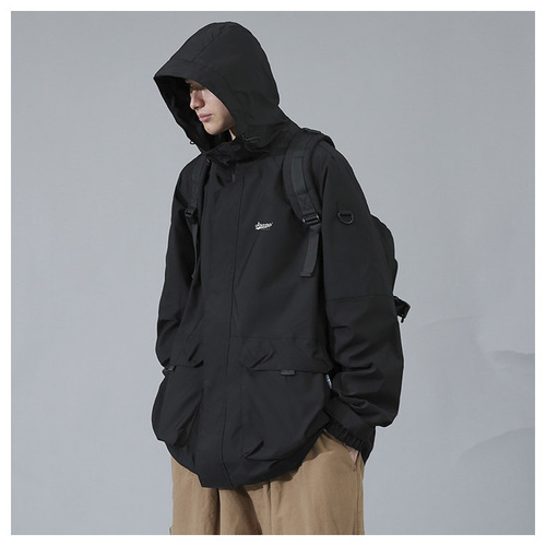 Japanese-style utility jacket for spring and autumn—American-style trendy brand, plus-size design, perfect for young adults; men's casual, edgy, and cool autumn outerwear.