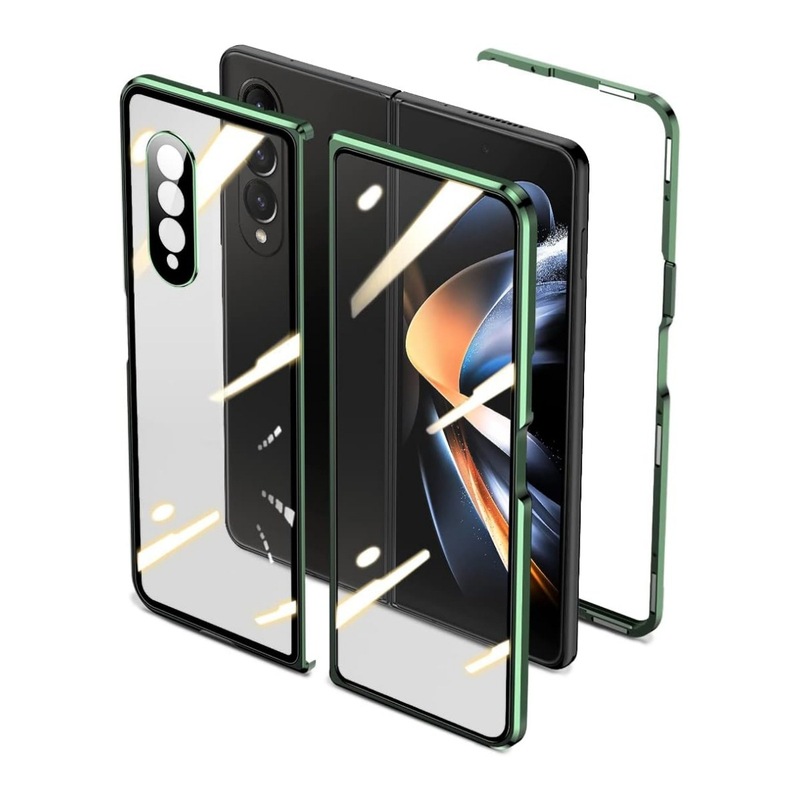 サムスンZ Fold7携帯電話ケースFold6/5マグネット式折りたたみガラスメタル磁気保護フィルムカードホルダー付きケースに適用|undefined