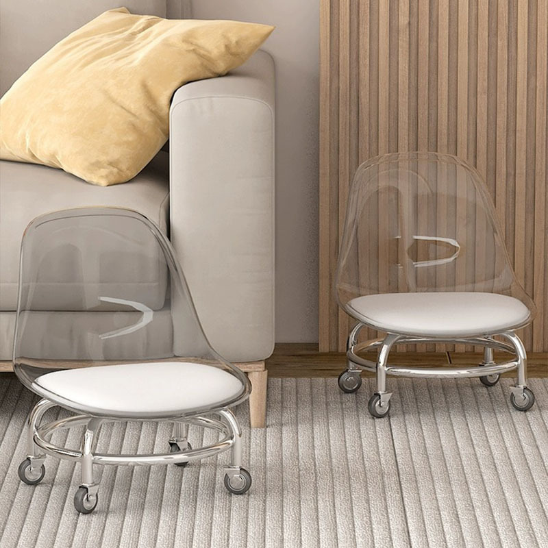 Acrylic small stool silent swivel wheels children's learning step stool creative small chair wheel glide low stool home coffee table stool