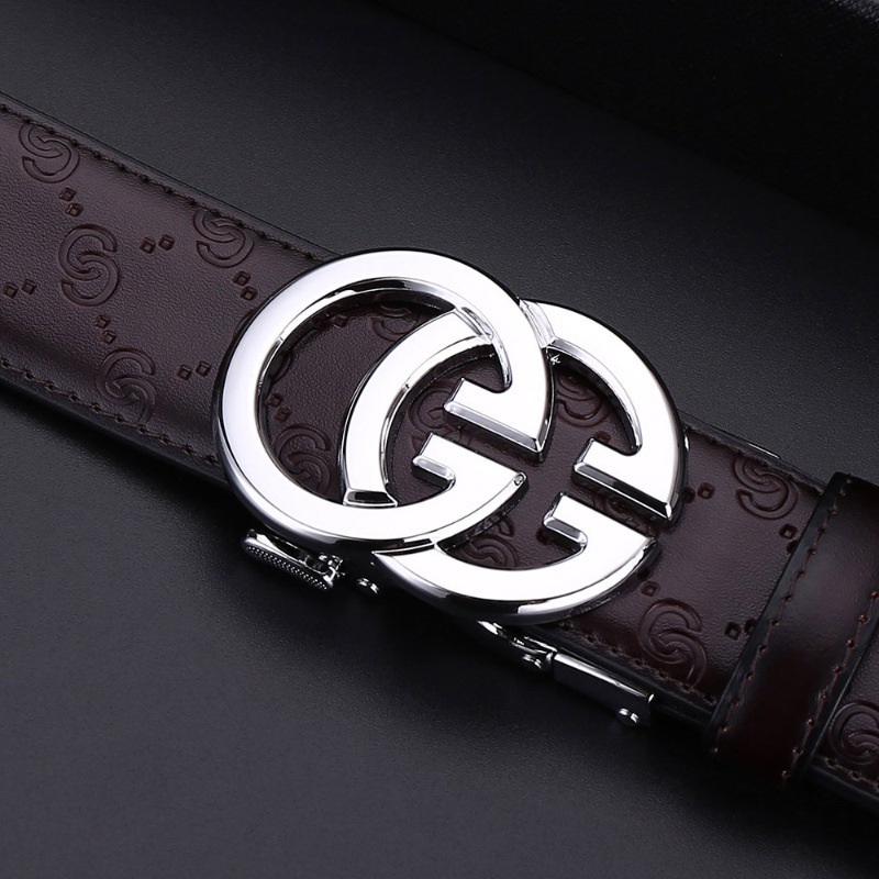 Silver buckle coffee belt