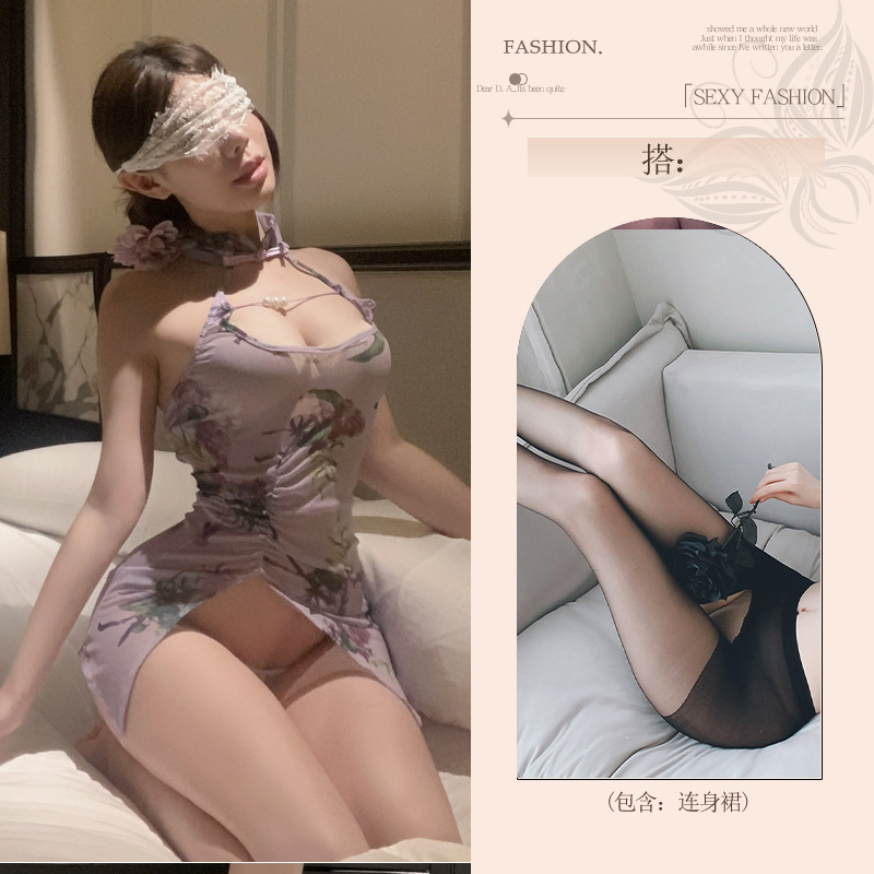 고대풍[치파오+T바지]+검은색 오픈양말