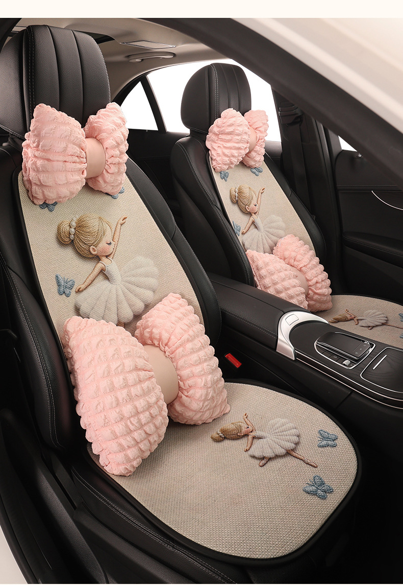 26 New Cartoon Four-Season Fur Car Seat Cushion Sets, Universal Style for Dancing Girls