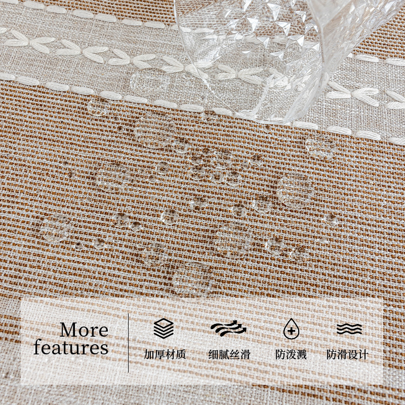 Mantel de comedor de lino y algodón de imitación de estilo japonés, mantel impermeable de lujo ligero y de alta gama, mesa de centro a rayas literarias, tela de tela