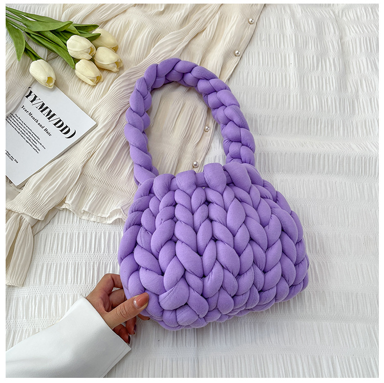 Women's Large Cotton Solid Color Cute Basic Square Open Underarm Bag display picture 10