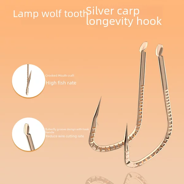 Magic world spike silver carp bighead carp hook titanium alloy crooked mouth dragon scale Silver Carp Hook New Kanto barbed bulk hook wholesale