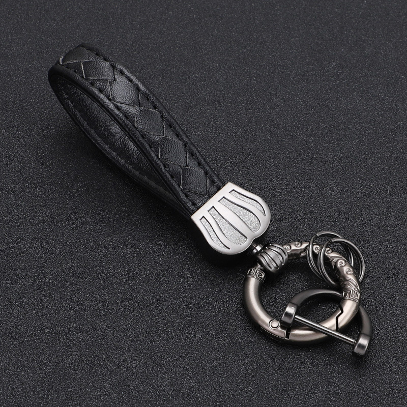 Productos transfronterizos Llavero de coche Corona Llavero de metal Material de aleación de zinc Cuerda de cuero duradera de alta gama Llavero