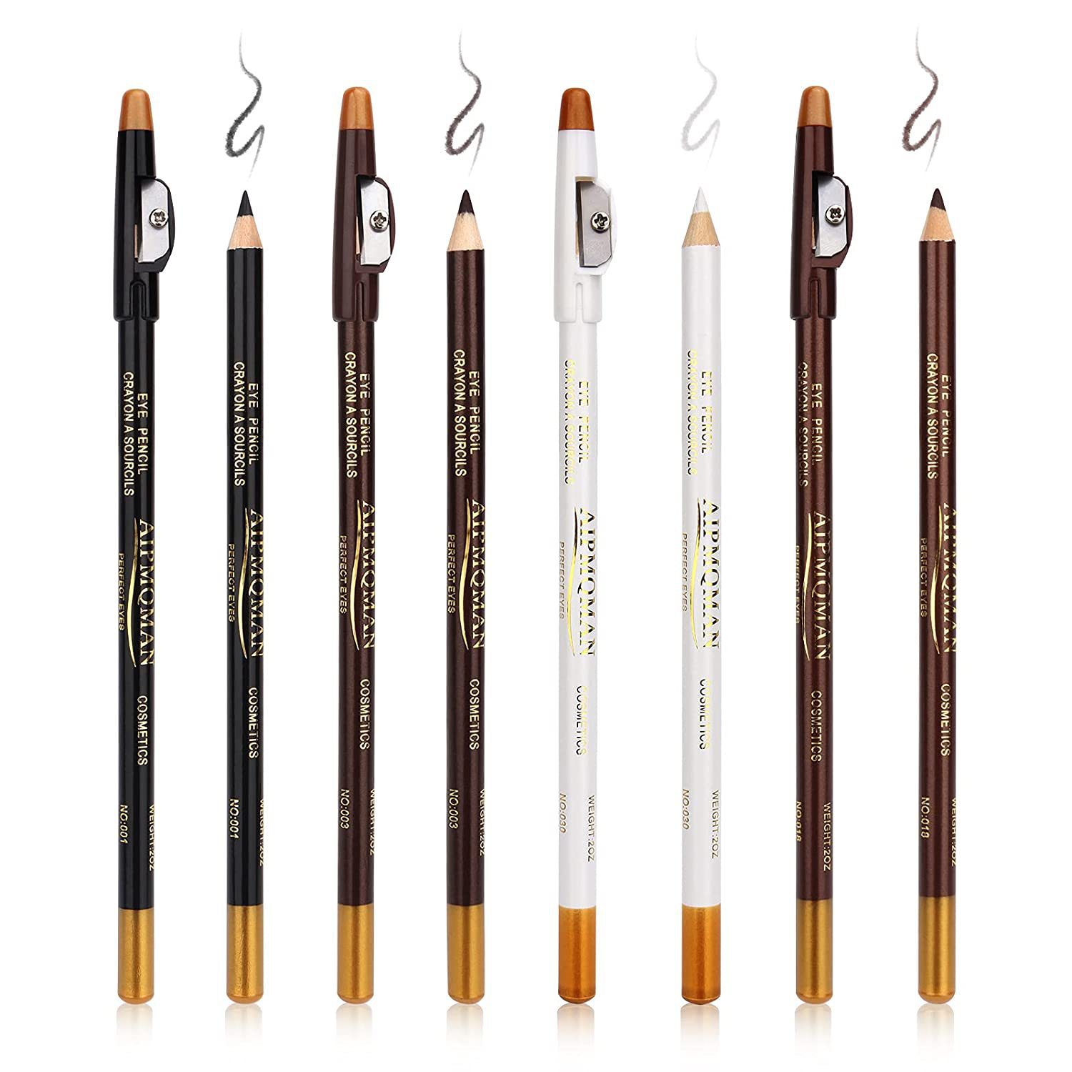 Eyebrow pencil with pencil sharpener wooden rod barber beard tracing pencil beard barber tracing pencil waterproof multi-color eyebrow pencil with knife