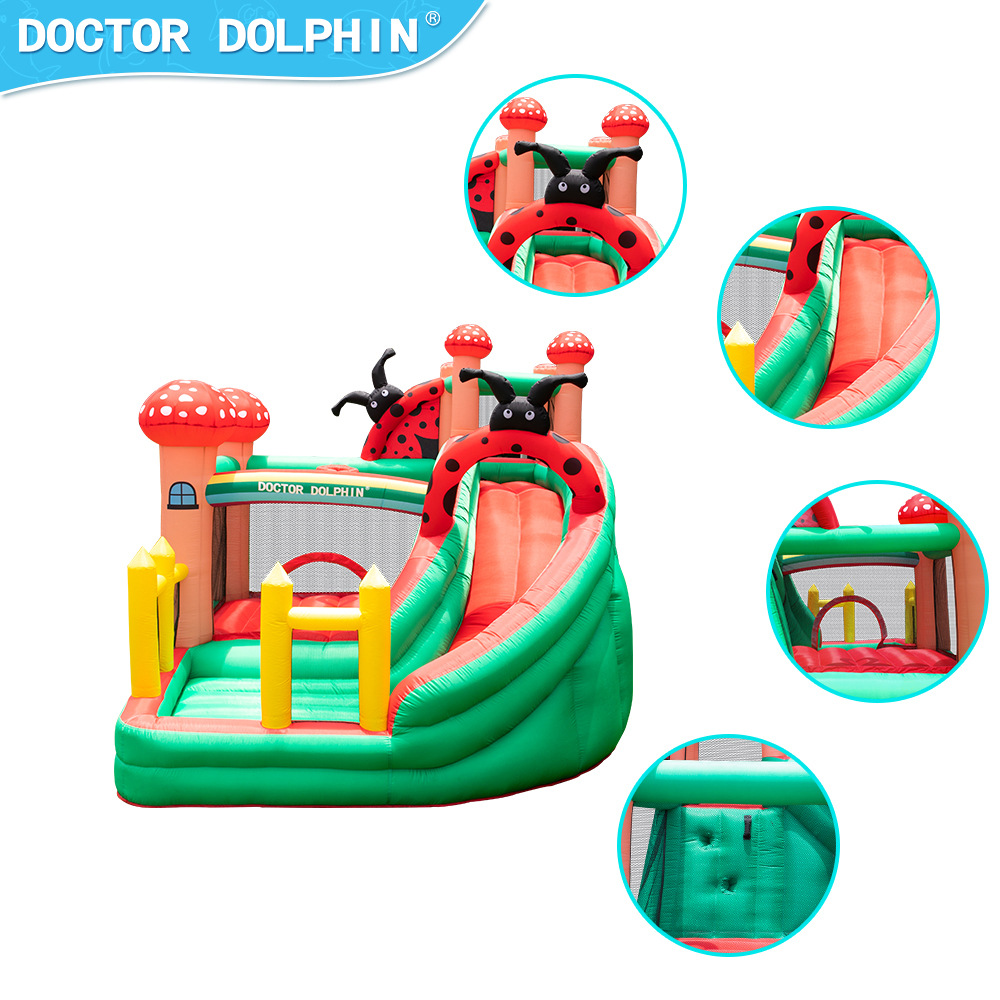 Doctor Dolphin | Castillo inflable pequeño hogar inflable deslizante mariquita de siete estrellas castillo inflable pequeño castillo doméstico