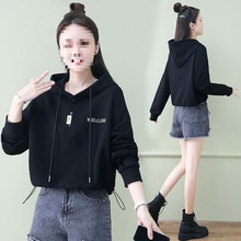 棉矮个子卫衣女早秋冬新款短款今年流行洋气减龄连帽上衣潮