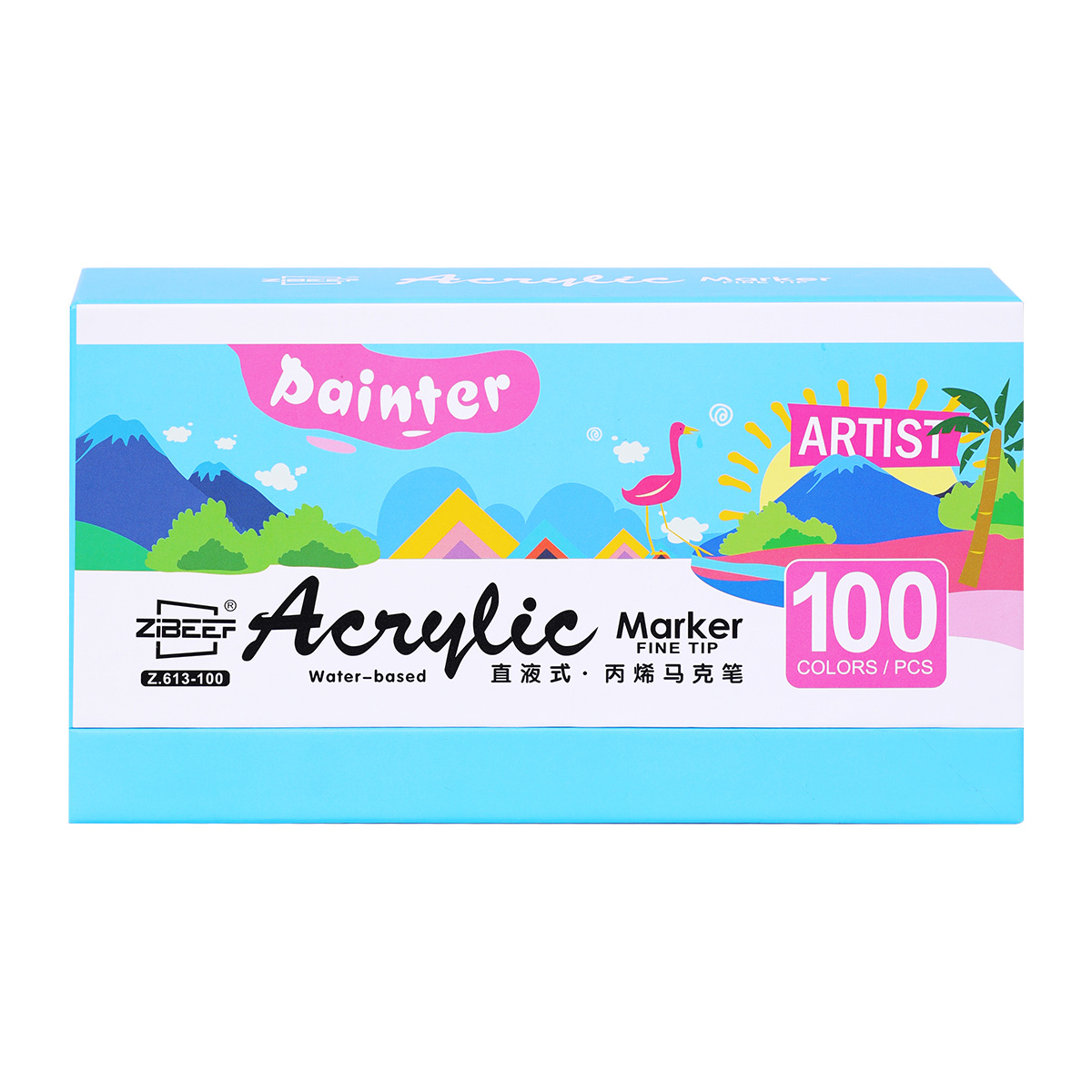 Guangna Z.613 marcador acrílico de cabeza dura de tipo directo se puede apilar en color, marcador acrílico de cabeza dura sin olor 100 colores