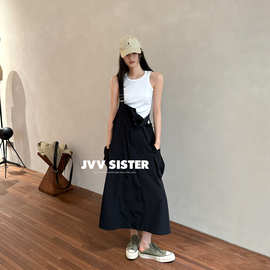 JVV十三行2026夏季新款黑色工装风背带裙显瘦百搭连衣裙女潮72311