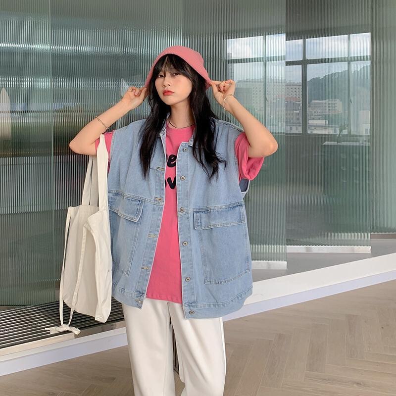 Spring and Autumn 2024 New Loose Denim Vest Women's Korean Style Design Sense Sleeveless Jacket Top Instagram Fashion