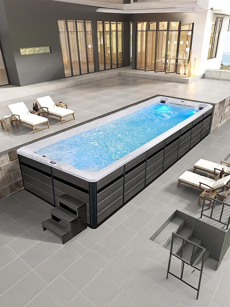 KERIKON 8m piscina infinita acrílica casa térmica piscina acabada piscina al aire libre piscina contra corriente