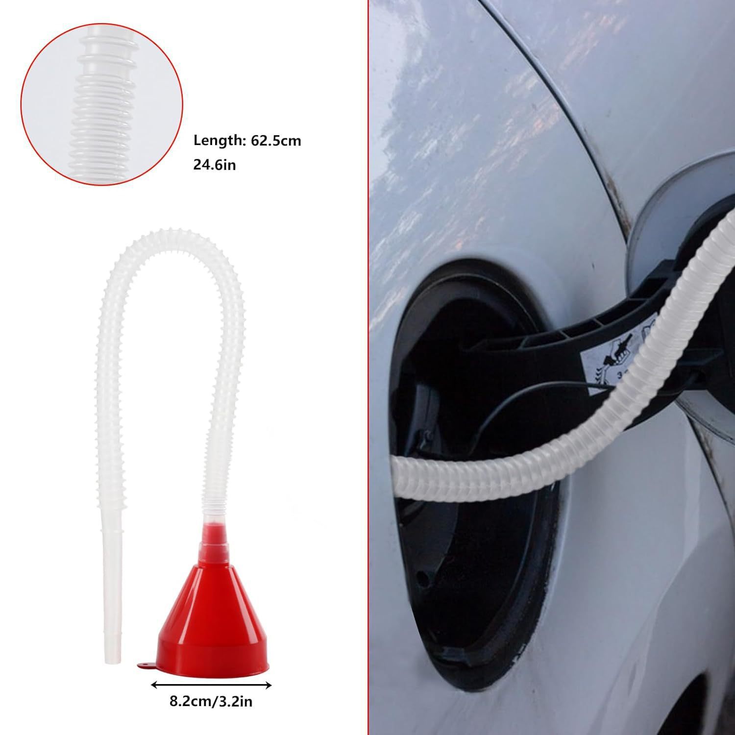Cross-border multifunctional car and motorcycle plastic refueling funnel ten-piece set, portable hands-free gasoline filling funnel