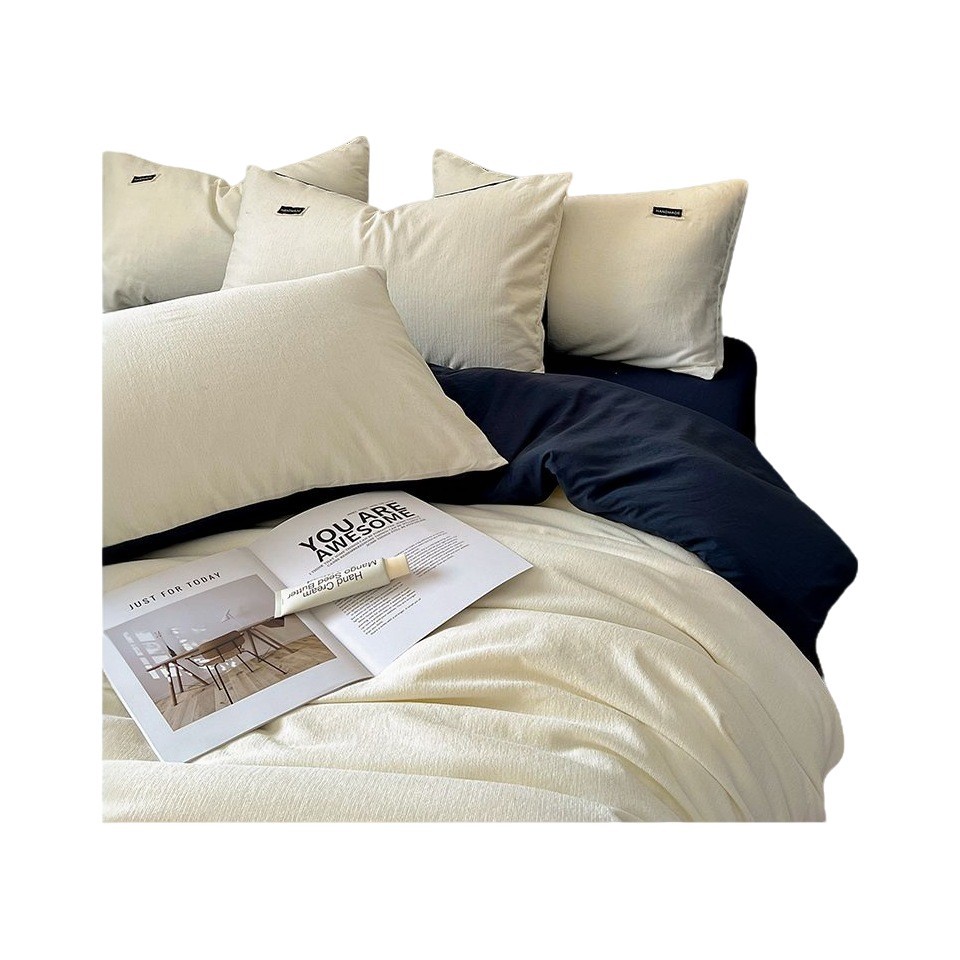 SCHNELL KIT2025 piel más veludo conjunto de cuatro piezas simple color sólido conjunto de ropa de cama individual dormitorio estudiantil abrasión