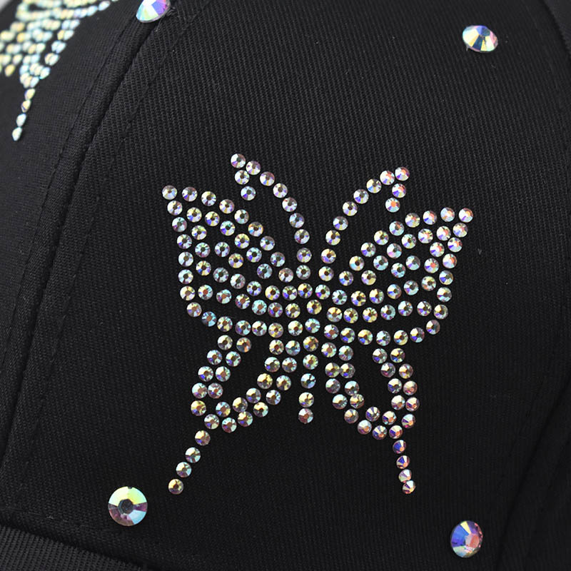 Nuevo cuatro estaciones clásico rhinestone mariposa gorra de béisbol hombres y mujeres moda protección solar sombrero transpirable casquillo enarbolado
