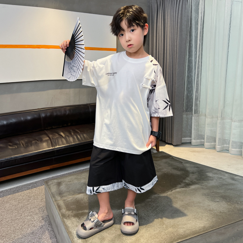 Jungen Sommer Set Kurzarm Freizeit Outfit Im Modernen Stil_voghion.com