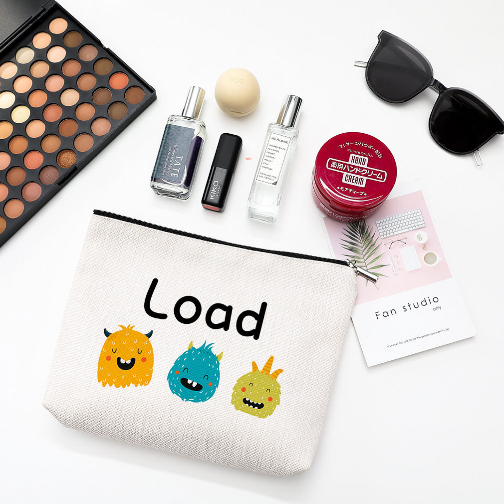 Bolsa de cosméticos simple, bolsa impermeable con cremallera de algodón y lino, bolsa de almacenamiento para cosméticos y joyas, bolsa de almacenamiento para artículos de tocador, joyas