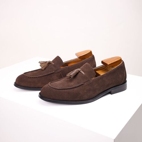 Summer Fringe Casual Men's Leather Shoes Slip-On Loafers with British Style Slip-On Sanding Business Loafers for Men Fashion Single Shoes
