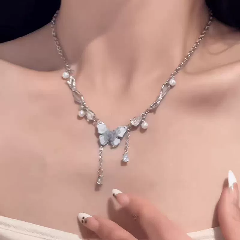 Изысканное ожерелье с жемчугом и кисточками, цепь для ключницы, свитер, градиент