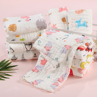 High-density towel six-layer gauze pleated large face towel face towel cartoon printed towel
