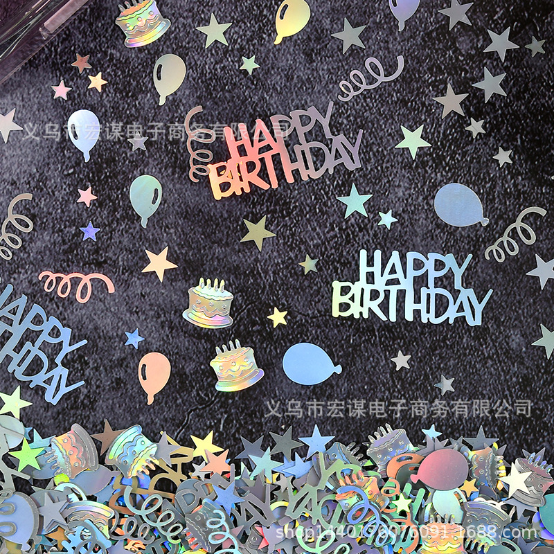 New birthday confetti glitter silver sprinkled confetti Happy…