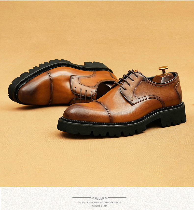 Formal business casual leather men's three-point leather shoes with thick soles_vogvips.com
