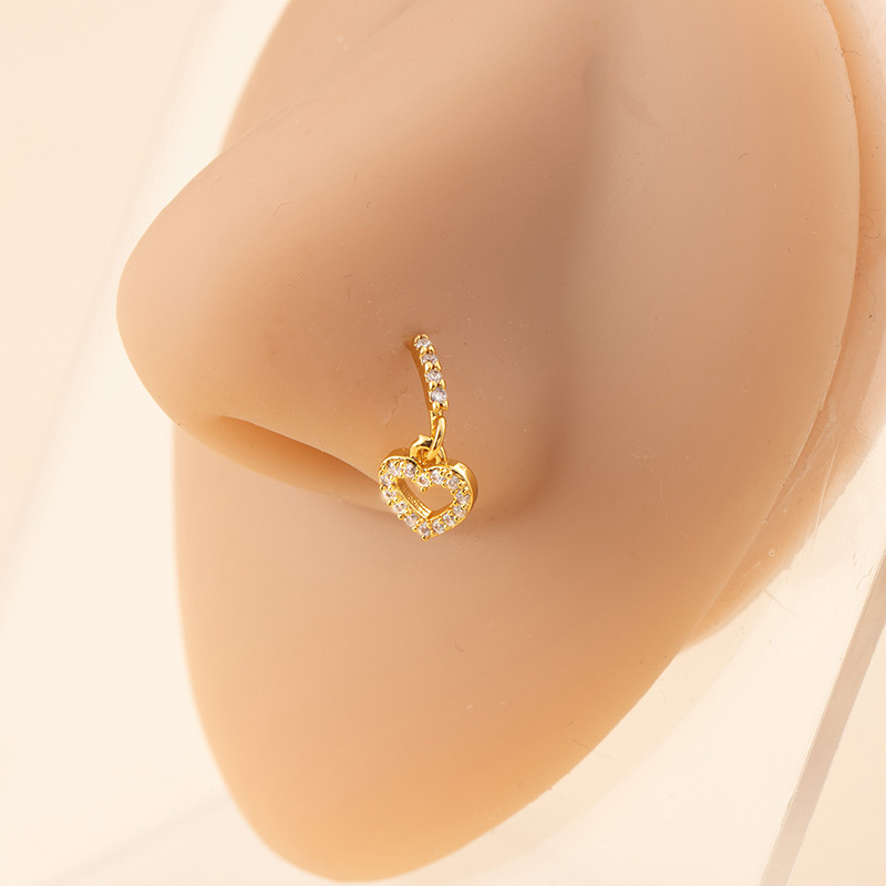 Piercing de nas inimă și pentagramă cu strasuri stil unisex_voghion.com
