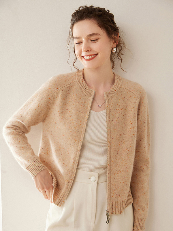 24 autumn and winter new cashmere women's knitted cardigan top thick double zipper loose raglan sleeve sweater coat