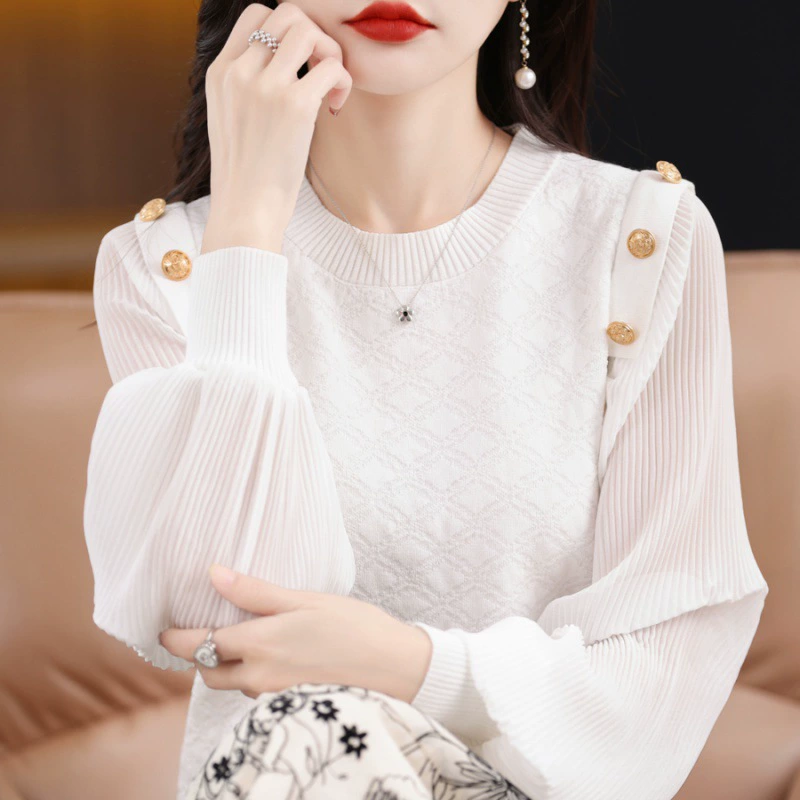 Реальный выстрел 2023 Летний Новый шифоновый вязаный свитер свободный свитер женский