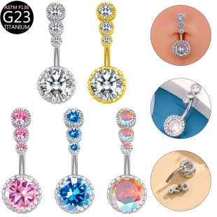 F136 titanium alloy belly button ring round classic belly button ring nail G23 anti-allergy puncture jewelry Amazon