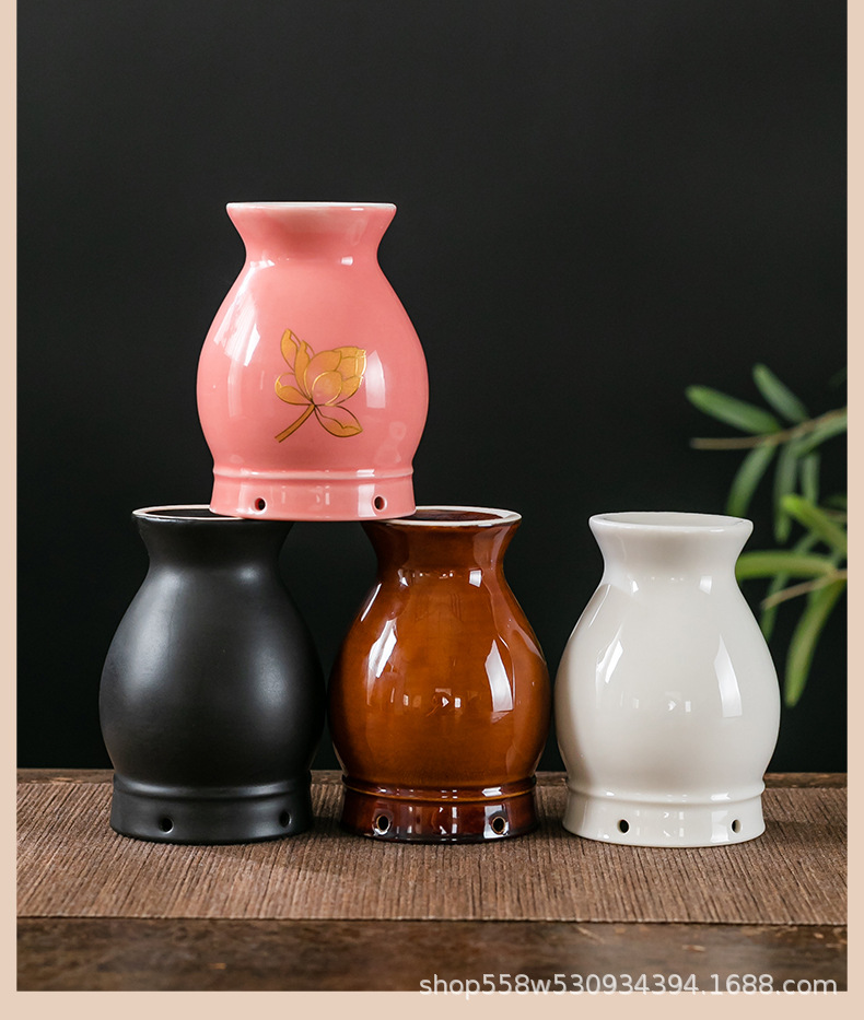 Ceramic Moxa Cup with Double Layer Heat Insulation 7x10cm Moxibustion Massage Tool for Home Body Therapy in use