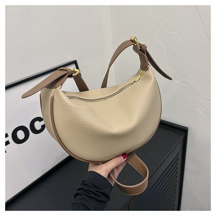 Simple and fashionable for women 2024 new color contrasting single shoulder saddle casual versatile crossbody dumpling_voghion.com