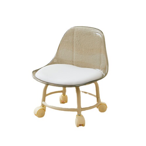Acrylic universal wheel low stool mute transparent backrest small chair with baby pulley low stool internet celebrity shoe changing floor stool