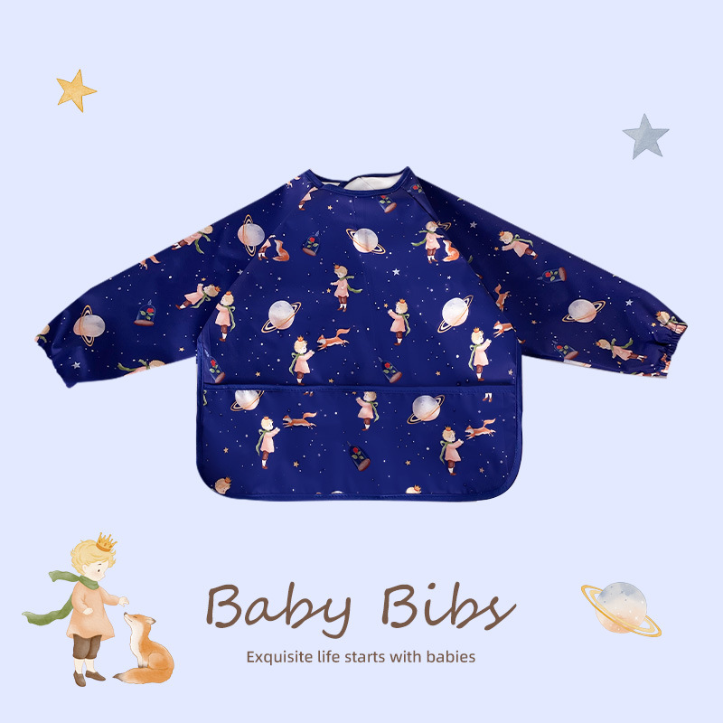Biblioteca de bebé de algodón para niños mono de manga larga bebé comiendo babero impermeable bebé anti-vestirse suministros maternos e infantiles al por mayor