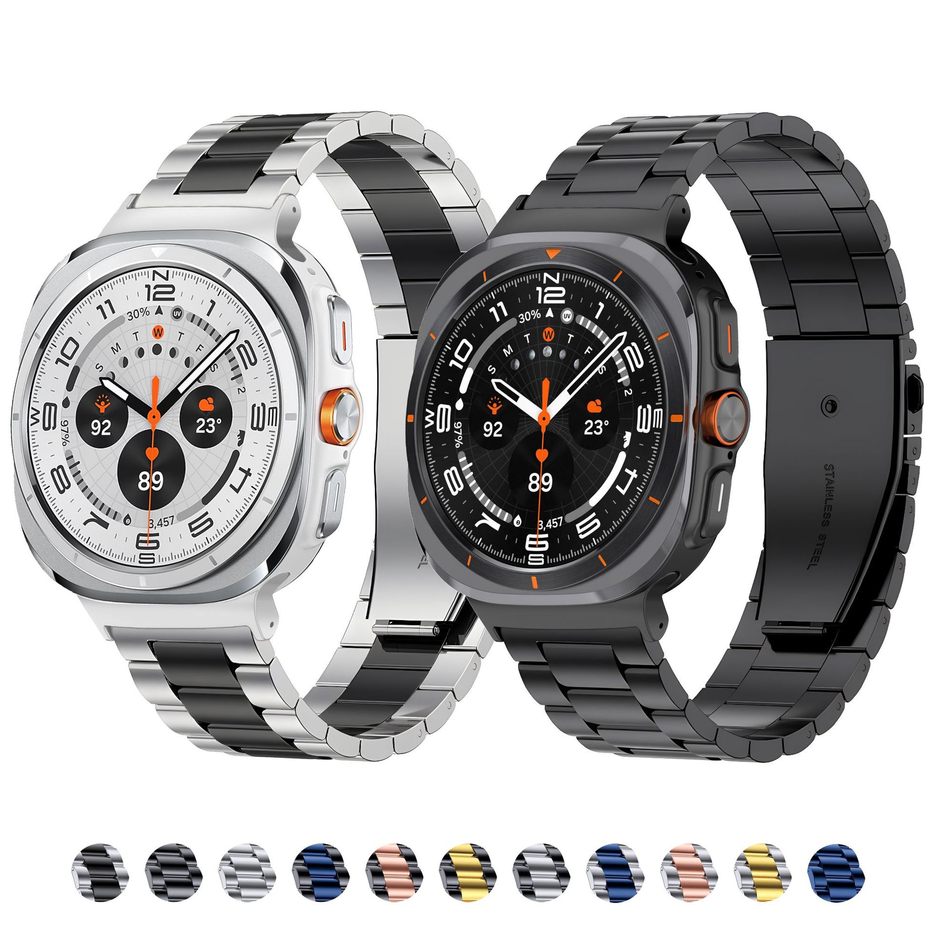 For Samsung Galaxy watch7 ultra three-ball steel strip metal stainless steel Samsung ULTRA strap