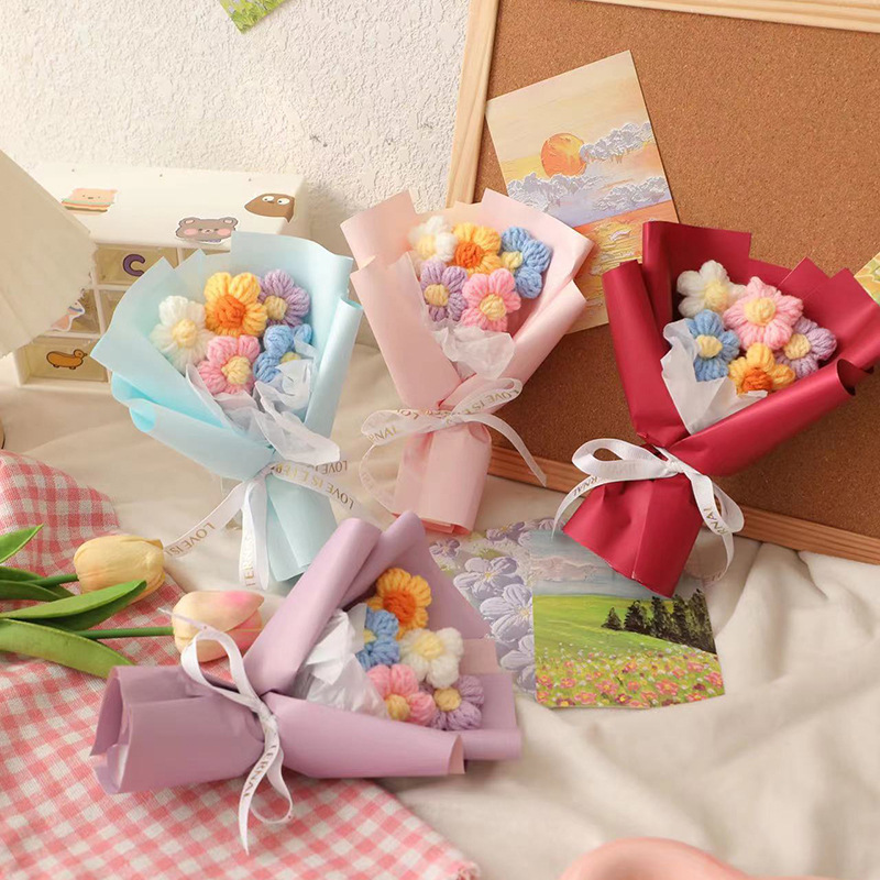 Artificial Flowers, Knitted Yarn Flowers, Small Bouquets, Puff Flowers, Fake Flowers, Handmade Bouquets, Manufacturers, Cross-Border Wholesale, Souvenirs, Gifts