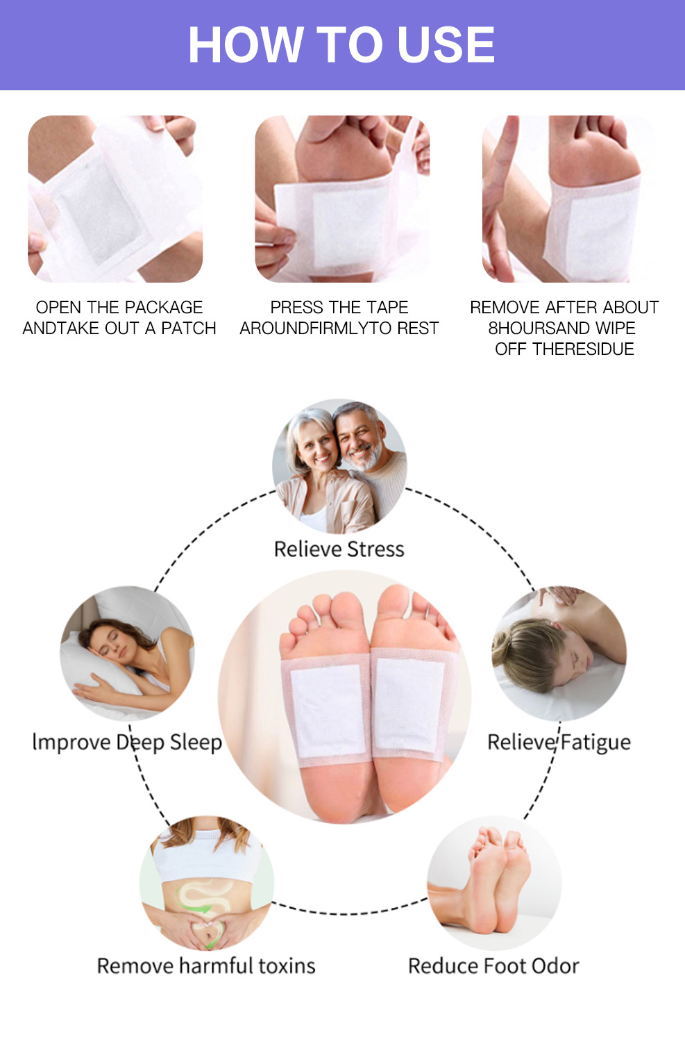Lavender Foot Pads 10pcs Herbal Foot Care Soothing Night Relaxation key features