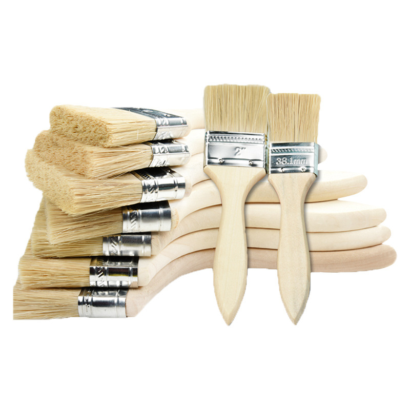 Mango de madera grueso cepillo de pintura cepillo de pelo de cerdo cepillo de barbacoa herramientas de hardware industrial impermeable sin pelusa cepillo pequeño