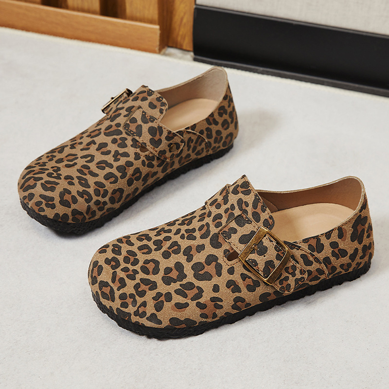 Zapatos de mujer de verano nuevo estampado de leopardo de moda cuero delgado suela suave no se cansa pies casuales versátiles zapatos de alta sensibilidad