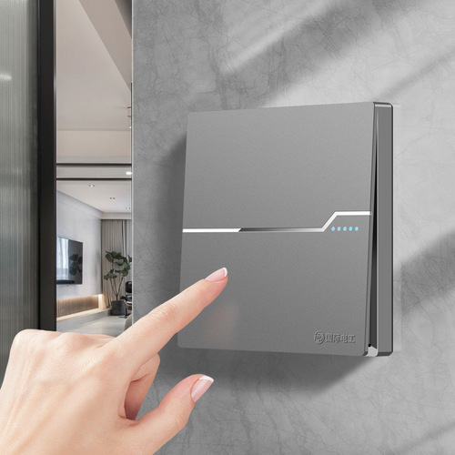 International electrician switch socket large plate frameless gray five-hole panel wall concealed installation factory direct supply wholesale panel