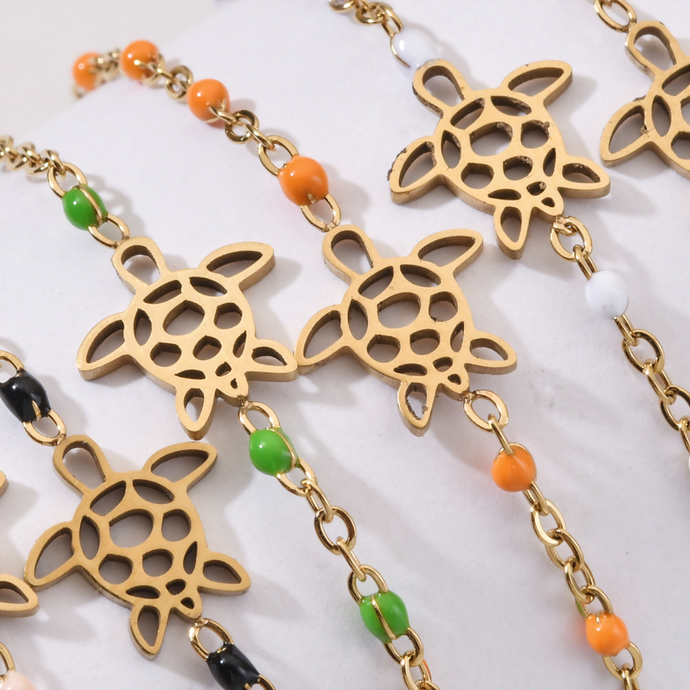 2g Weight Bracelets Classification 1 Piece Quantity Daily Occasion Stainless Steel Material Tortoise Pattern Women's Gender Plating Design Cute Style Cute Tortoise Stainless Steel Plating Bracelets 6