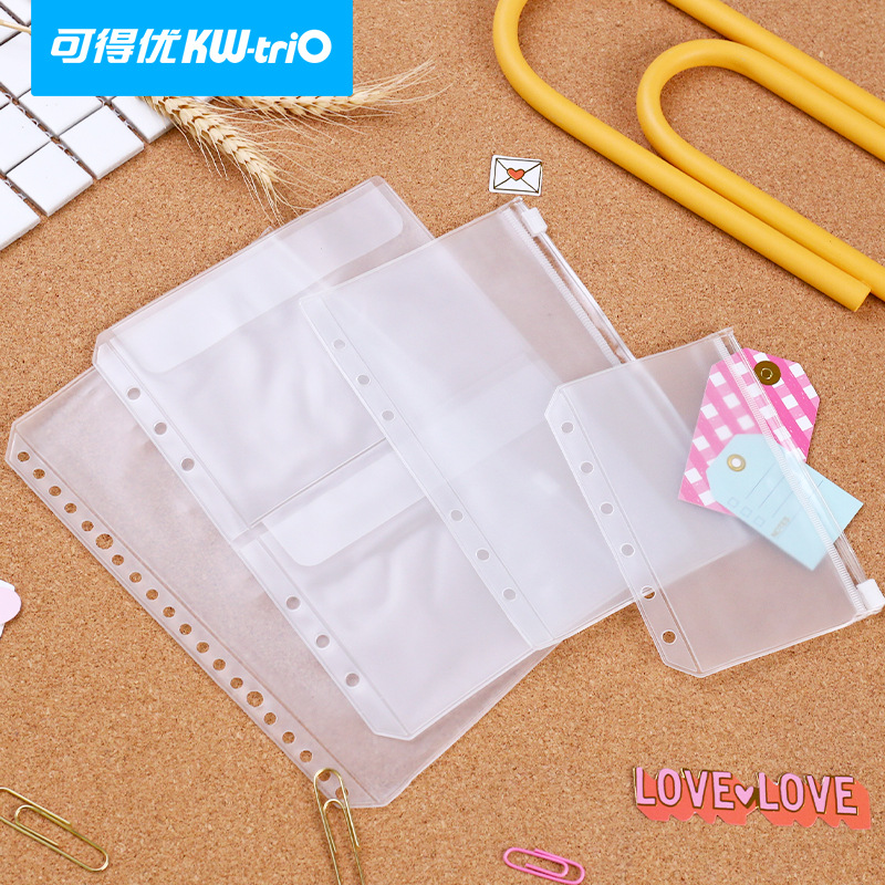 Kdedeou (KW-triO) a prueba de agua bolsa de almacenamiento de hojas sueltas bolsa de cordón A5/A6 transparente libro de contabilidad examen bolsa de la habitación