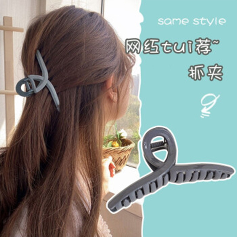 韓国大型アクリルサメクリップヘアアクセサリーシンプルなヘアクリップ女性の後頭部ヘアピン帽子卸売|undefined